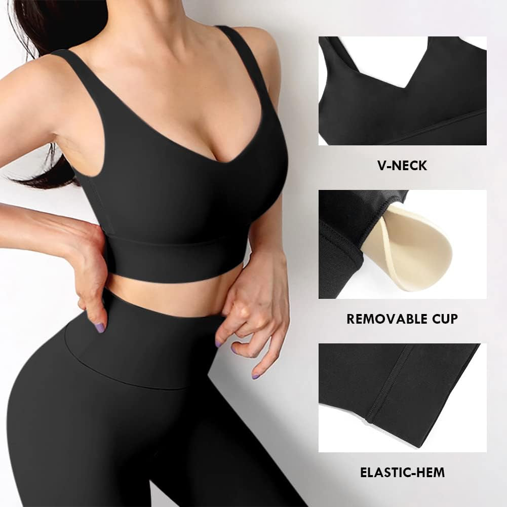 Padded Sports Bras for Women Medium Impact Sports Bra Comfy Yoga Workout Fitness Activewear Sports Bra