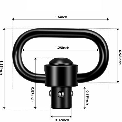 2PCS Heavy Duty Flush Push Button Quick Detach 1.25" Rifle QD Sling Swivel Mount