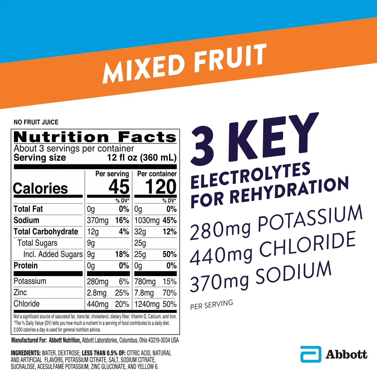 Electrolyte Solution, Mixed Fruit, 1 Liter