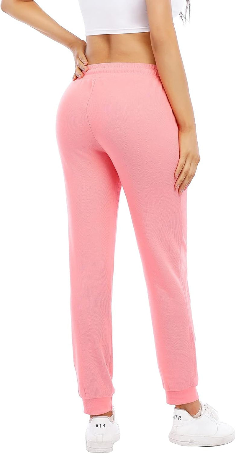 Women'S Lightweight Joggers Pants Quick Dry Running Hiking Pants Athletic Workout Track Pants (1210-Pink-L)