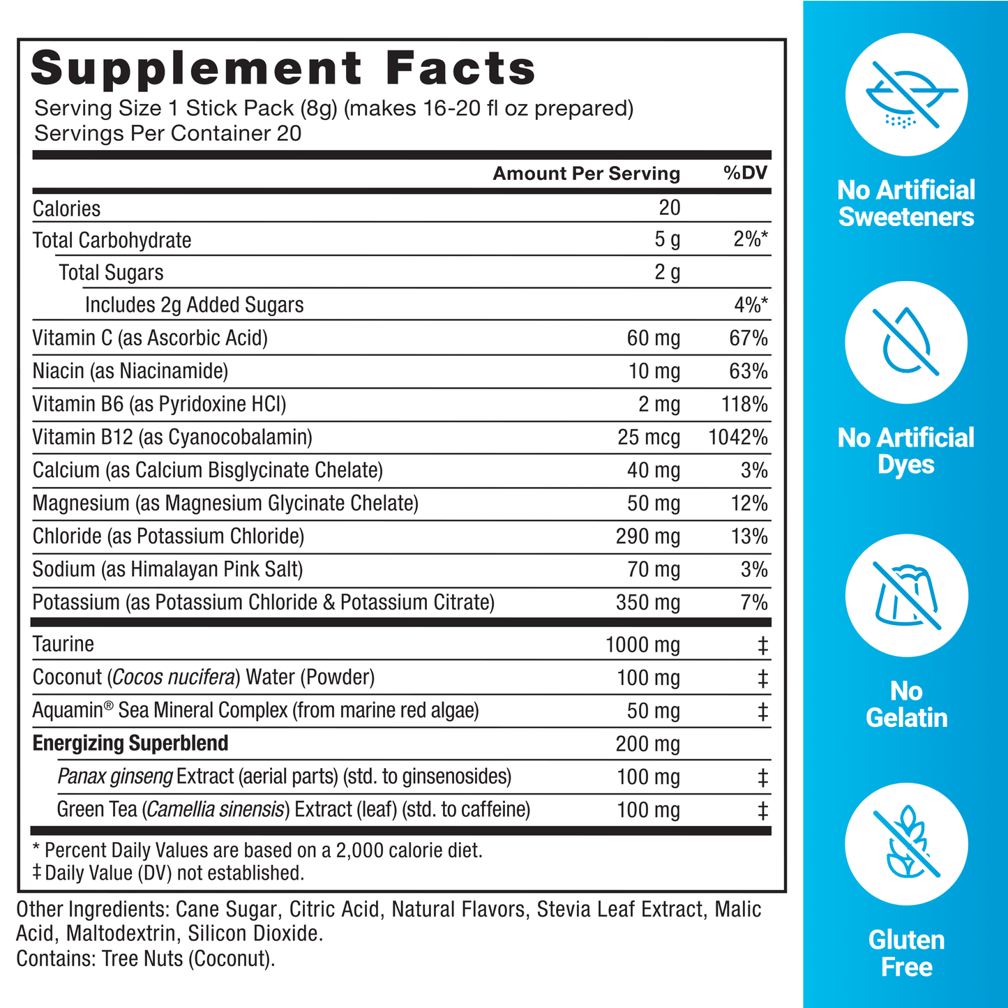 Liquid Labs Energy Electrolyte Drink Mix, Hydration Packets, Mango Margarita, 20 Count