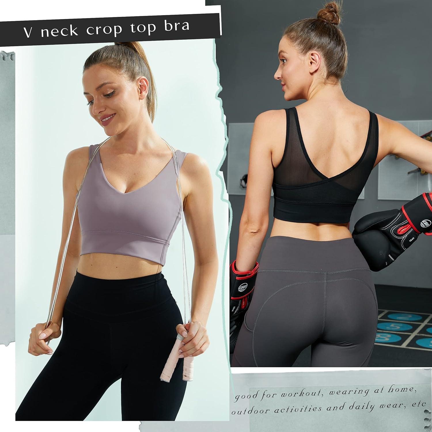 Strappy Workout Crop Tops Bra: Womens Sports Bras Padded Cropped Tanks Yoga Running Cami