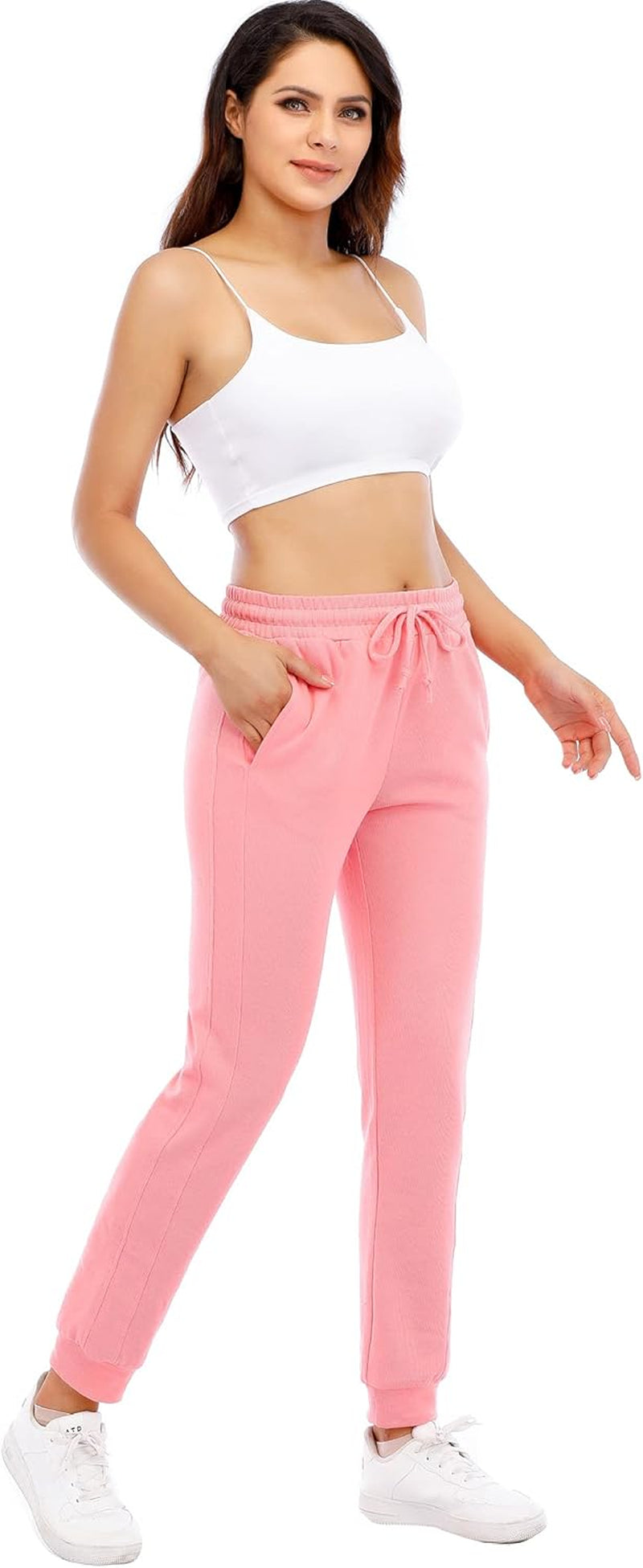 Women'S Lightweight Joggers Pants Quick Dry Running Hiking Pants Athletic Workout Track Pants (1210-Pink-L)