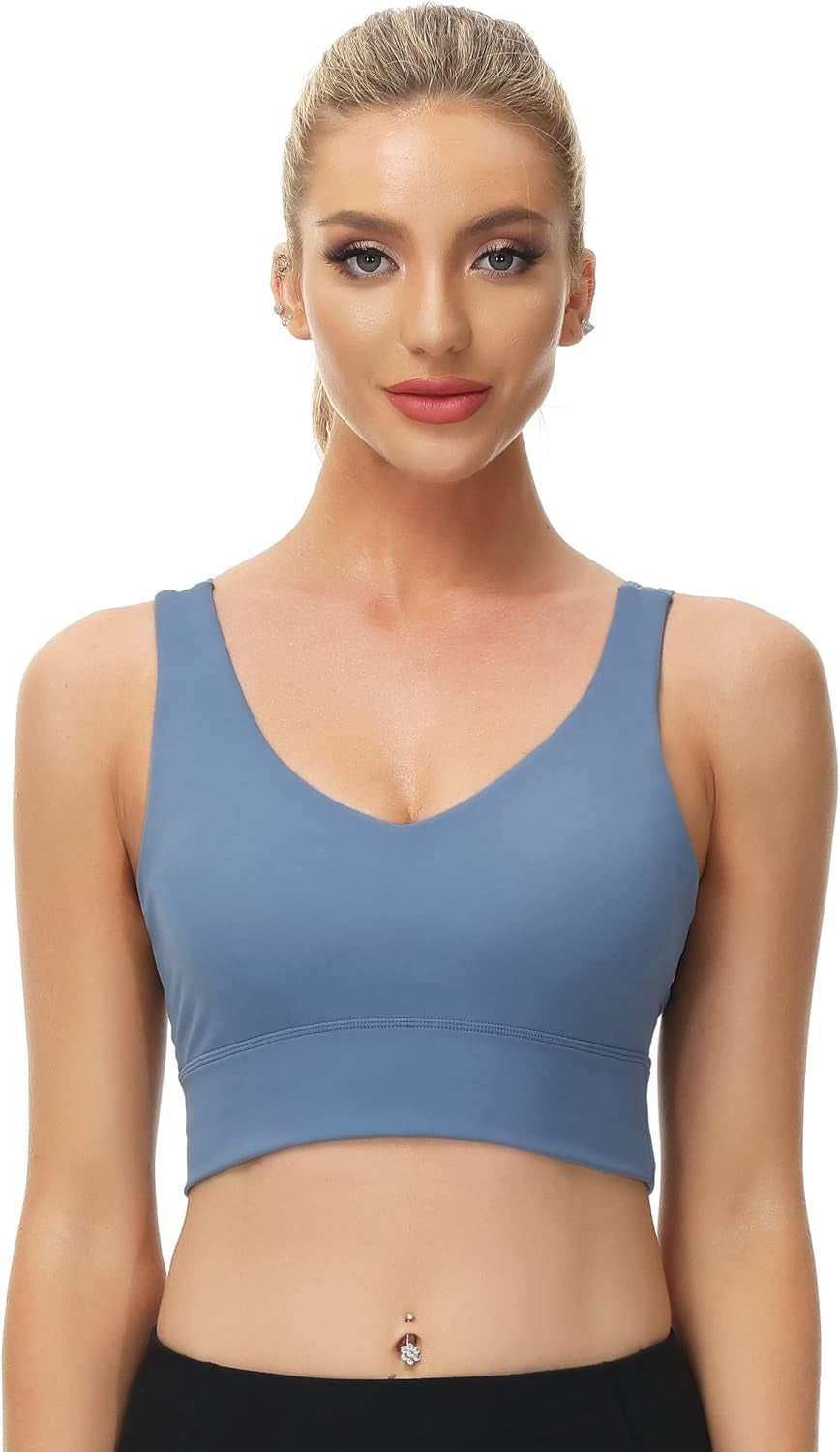 Strappy Workout Crop Tops Bra: Womens Sports Bras Padded Cropped Tanks Yoga Running Cami