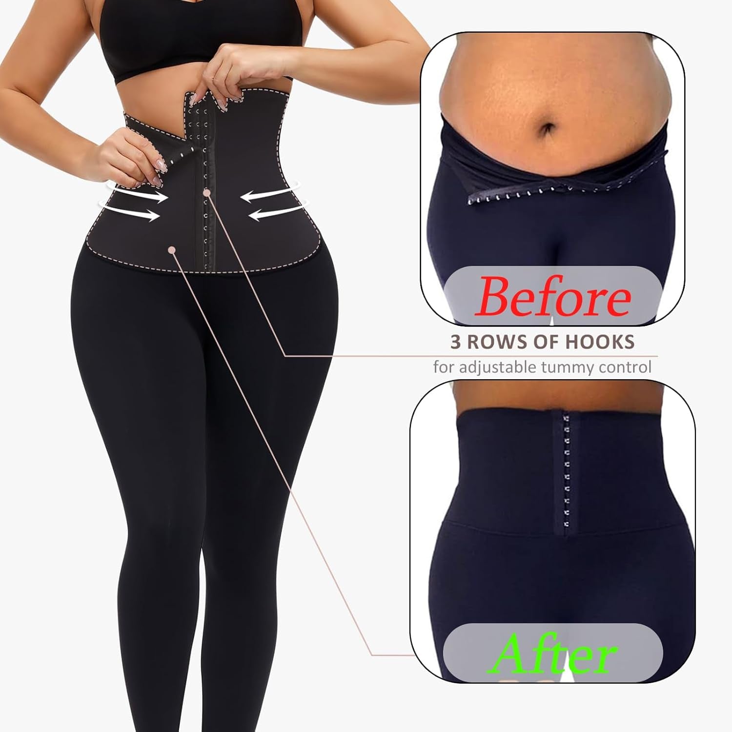 High Waisted Corset Leggings for Women with Magic Waist Shaper Waist Trainer Yoga Pants Tummy Control